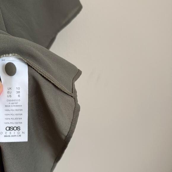 ASOS Design Womens Green Short-Sleeve Mesh Sheer Blouse Top Size 6 Office Work - Picture 4 of 7